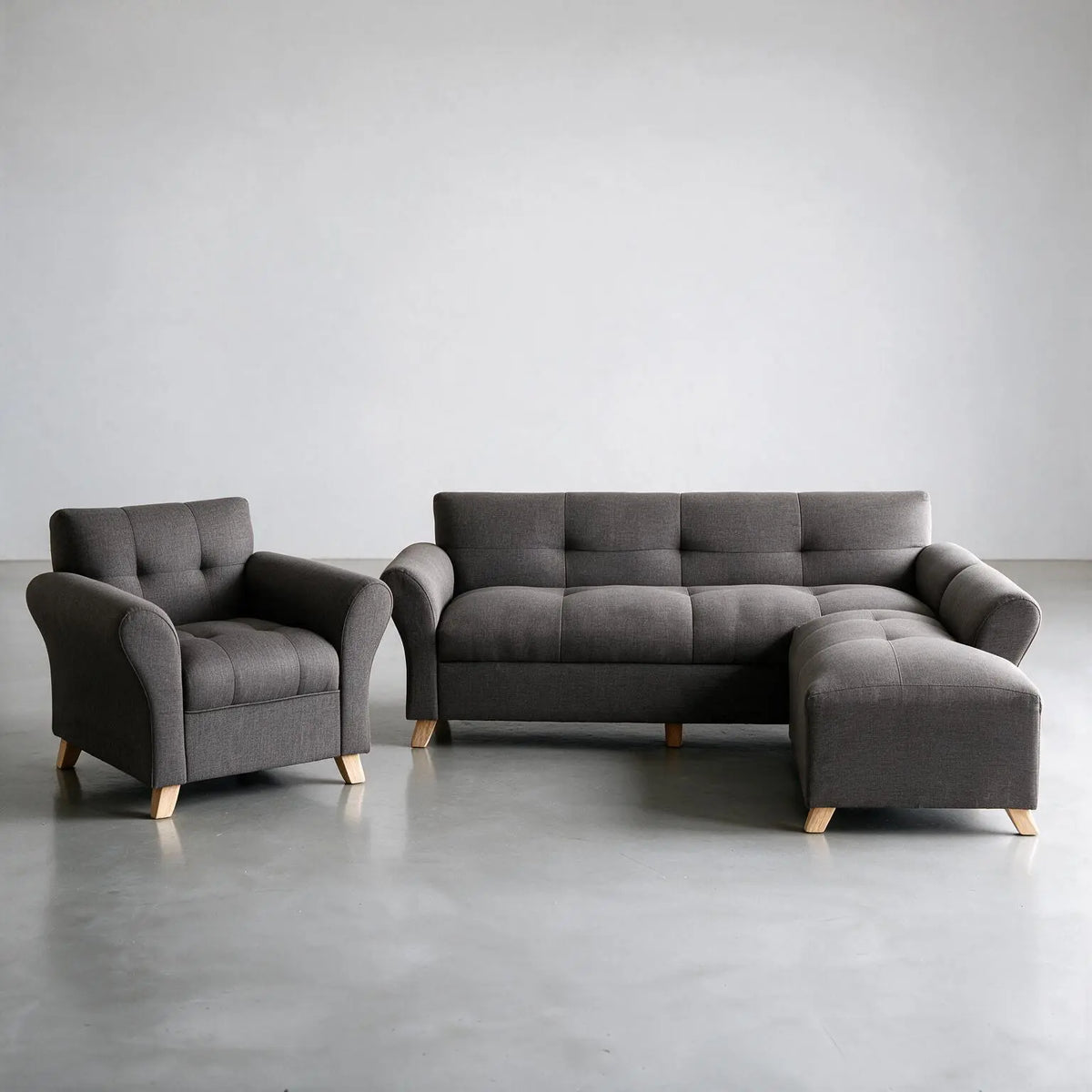 Sofá con chaise esquinero modelo Nórdico