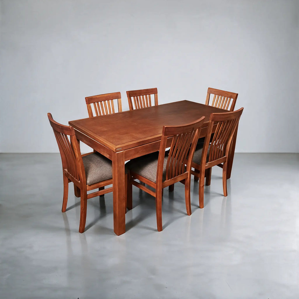 Comedor mesa recta con 6 sillas en vertical