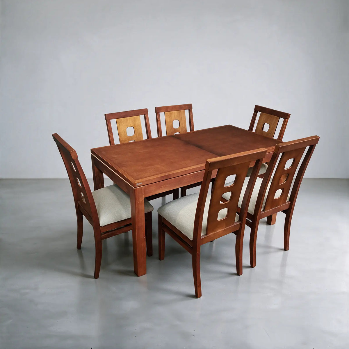 Comedor mesa recta extensible con 6 sillas