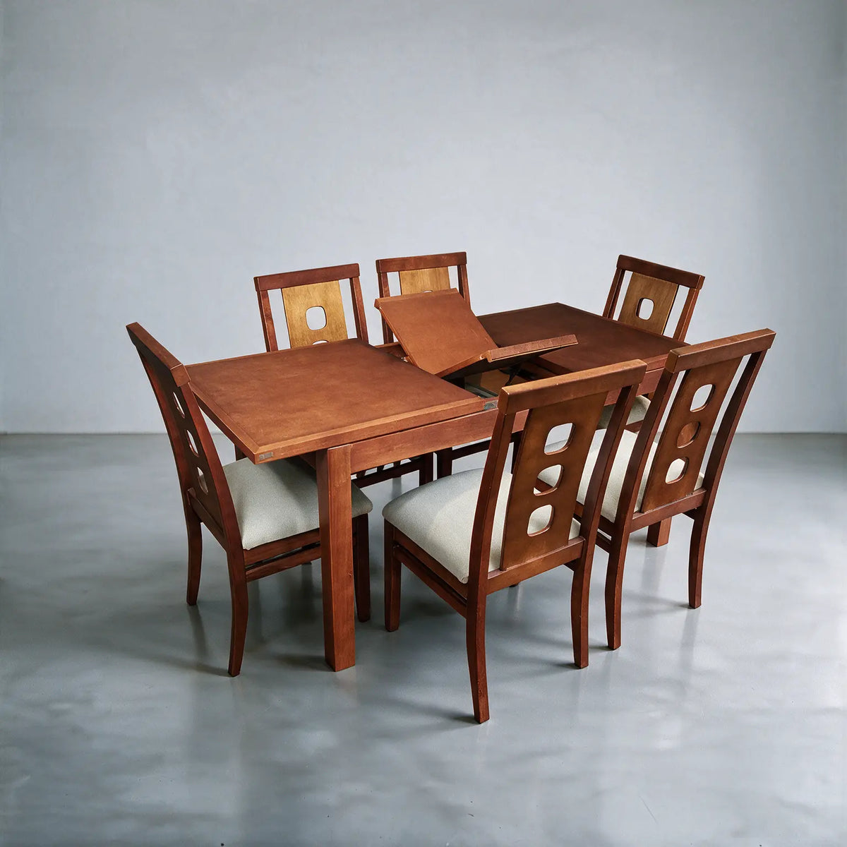Comedor mesa recta extensible con 6 sillas