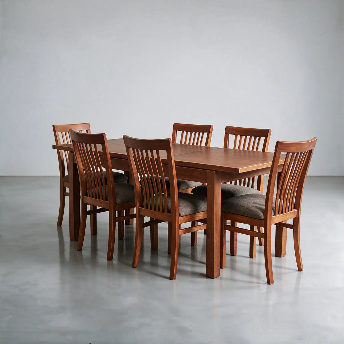 Comedor mesa recta extensible con 6 sillas en vertical